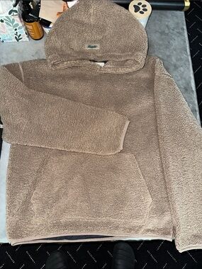 Men's Taupe Sherpa Crewneck Hoodie - Cozy Fleece Pullover